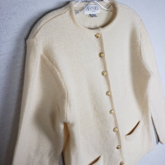 Vintage Annex Australia Wool Preppy Cardigan Cream size LP Neutral Old Money y2k - Picture 2 of 12
